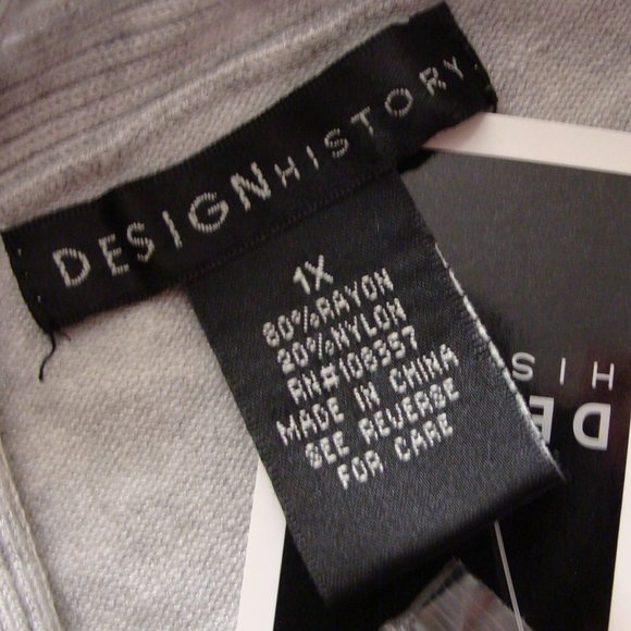 Light Gray Long Sleeve Open Front ASYMMETRICAL CARDIGAN Sweater Sz 1X - Picture 5 of 6